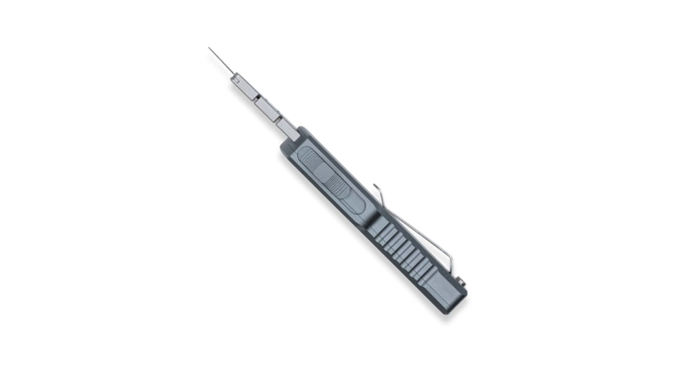 CobraTec Knives OTF Utility Knife, 1.75in, Carbon Steel Blade, Gray Aluminum Handle, CTOTFUTGRY