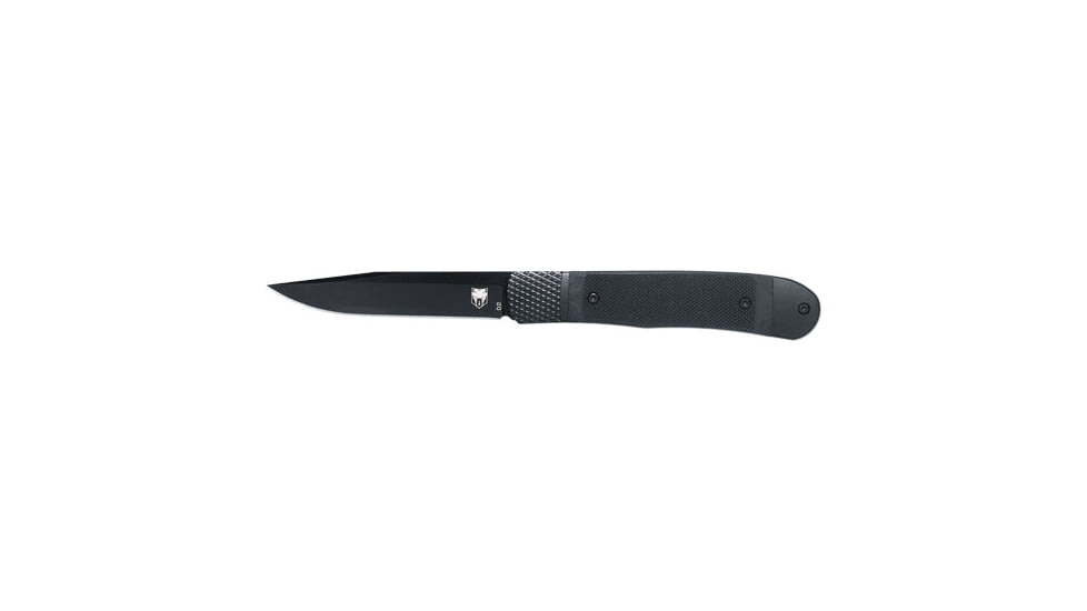 CobraTec Knives Trapper Hidden Release Automatic Folding Knife, 3.125in, D2 Steel Titanium Black Drop Point Blade, Black G10 Handle, CTTHRG10BKO