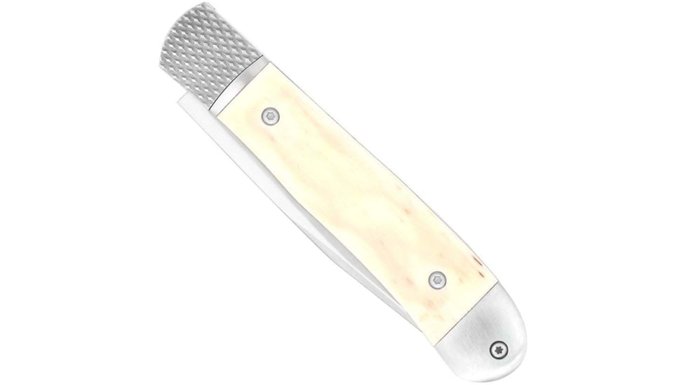 CobraTec Knives Trapper Hidden Release Folding Knive, 3.125in, Satin D2, White Handle, CTTHRWT