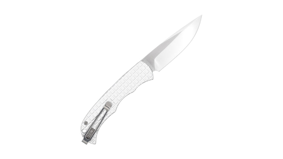 CobraTec Knives Cyclone Hidden Release OTF Automatic Folding Knife, 3in, Plain Satin D2 Steel, Drop Point Blade, 4 in Aluminum, White Handle, CTCLNHRSIL