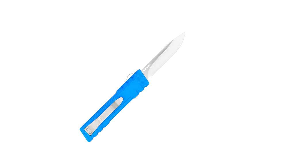 CobraTec Knives Gentlemen's Gen II OTF Knife, 2.8in, Drop Non-Serrated, Blue Handle, GENT2BLUCM154DNS
