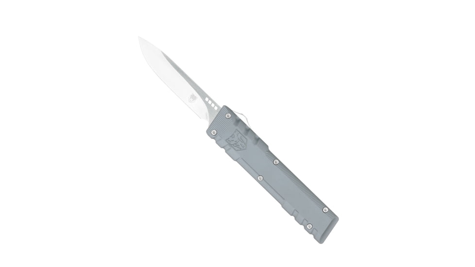 CobraTec Knives Gentlemen's Gen II OTF Knife, 2.8in, Drop Non-Serrated, Grey Handle, GENT2GRYCM154DNS
