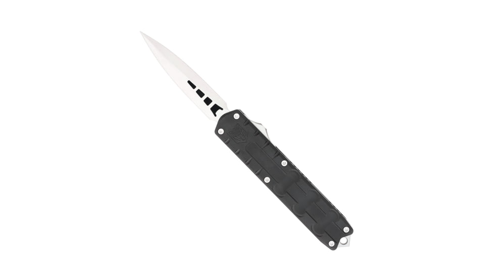 CobraTec Knives Large Enforcer OTF Knife, 3.25in, M390 Steel, Dagger Non-Serrated, Black Handle, CTEBLKM390DAGNS