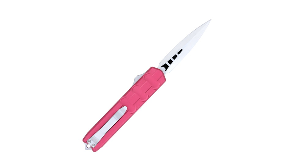 CobraTec Knives Large Enforcer OTF Knife, 3.25in, M390 Steel, Dagger Non-Serrated, Red Handle, CTERDM390DAGNS