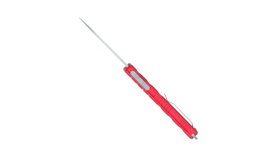 CobraTec Knives Large Enforcer OTF Knife, 3.25in, M390 Steel, Drop Non-Serrated, Red Handle, CTERDM390DNS