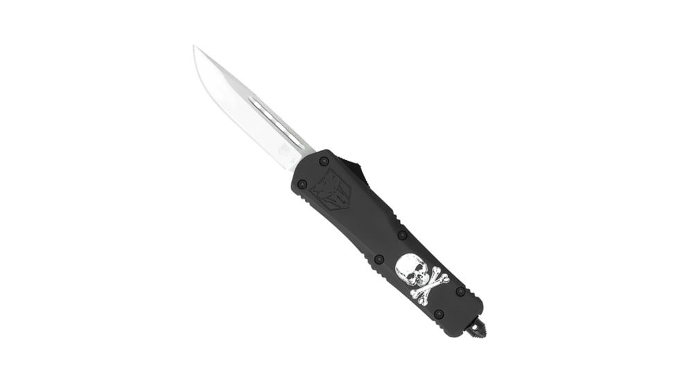 CobraTec Knives FS-3 Large OTF Automatic Folding Knife, 3.5in, D2 Steel, Drop Non-Serrated Blade, Cerakote/Jolly Roger Handle, LJRFS-3DNS
