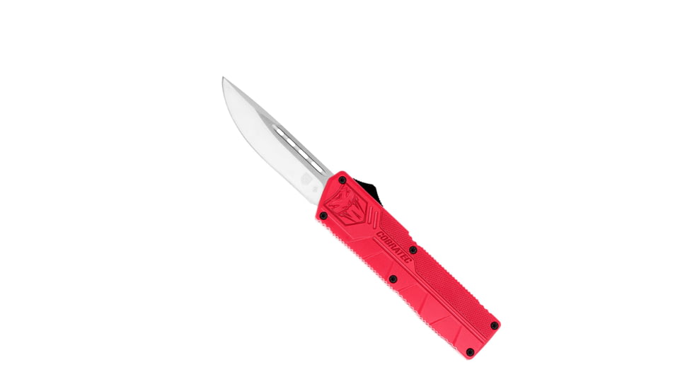 CobraTec Knives Lightweight OTF Automatic Folding Knives, 3.25in, D2 Steel, Drop Non-Serrated, Red Handle, RDCTLWDNS