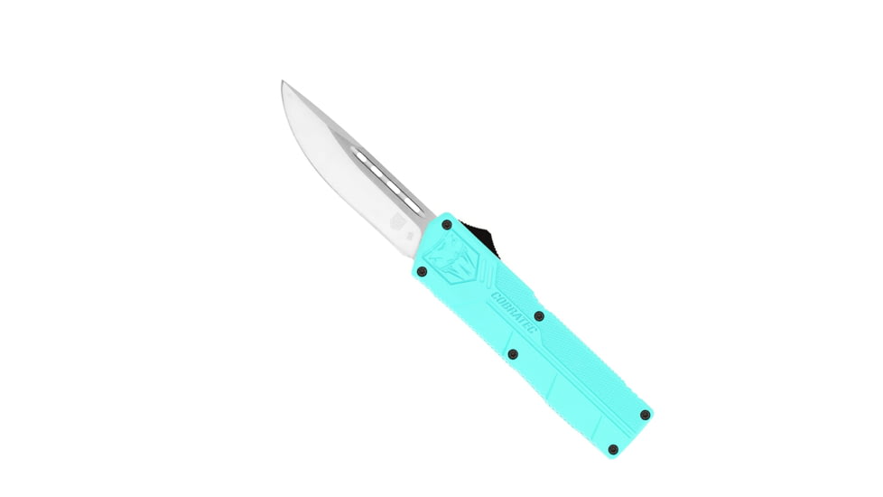 CobraTec Knives Lightweight OTF Automatic Folding Knives, 3.25in, D2 Steel, Drop Non-Serrated, Tiffany Blue Handle, TBCTLWDNS