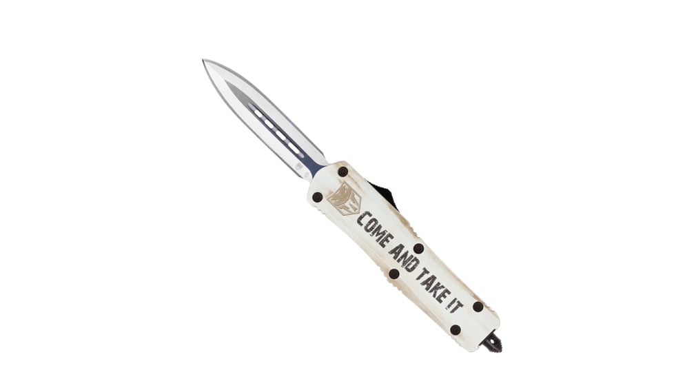 CobraTec Knives FS-3 Medium OTF Automatic Folding Knives, 3in, D2 Steel, Dagger Non-Serrated Blade, Cerakote/Come And Take It Handle, MCATIFS-3DAGNS