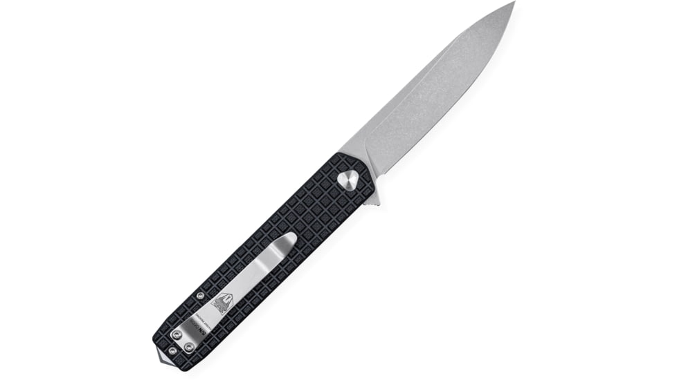 CobraTec Knives Medium Cayden Folding Knives, 3.25in, D2, Stonewashed Plain Drop Point Blade, Black G10 Handle, MCTCAYDENBLKDNS