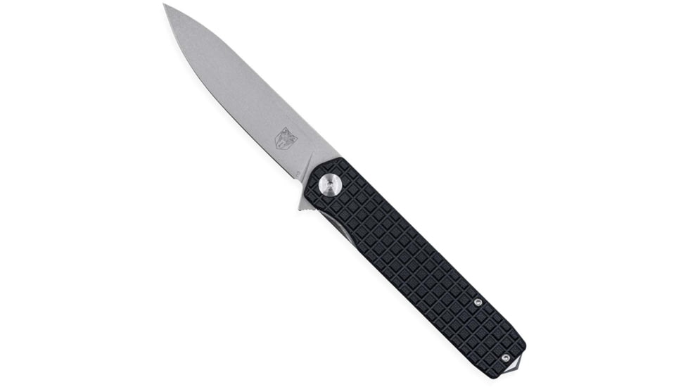 CobraTec Knives Medium Cayden Folding Knives, 3.25in, D2, Stonewashed Plain Drop Point Blade, Black G10 Handle, MCTCAYDENBLKDNS