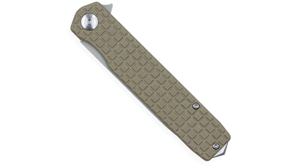 CobraTec Knives Medium Cayden Folding Knives, 3.25in, D2, Stonewashed Plain Drop Point Blade, Tan G10 Handle, MCTCAYDENTANDNS