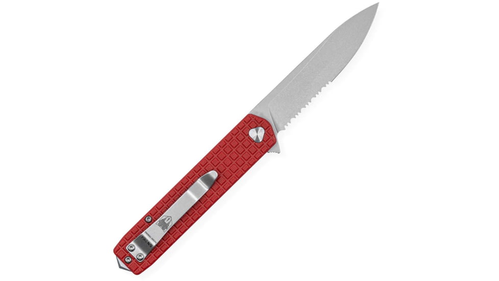 CobraTec Knives Medium Cayden Folding Knives, 3.25in, D2, Stonewashed Serrated Drop Point, Red G10 Handle, MCTCAYDENRDDS