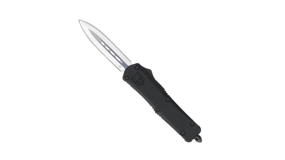 CobraTec Knives FS-3 Medium OTF Automatic Folding Knives, 3in, D2 Steel, Dagger Non-Serrated Blade, Black Handle, MBFS-3DAGNS