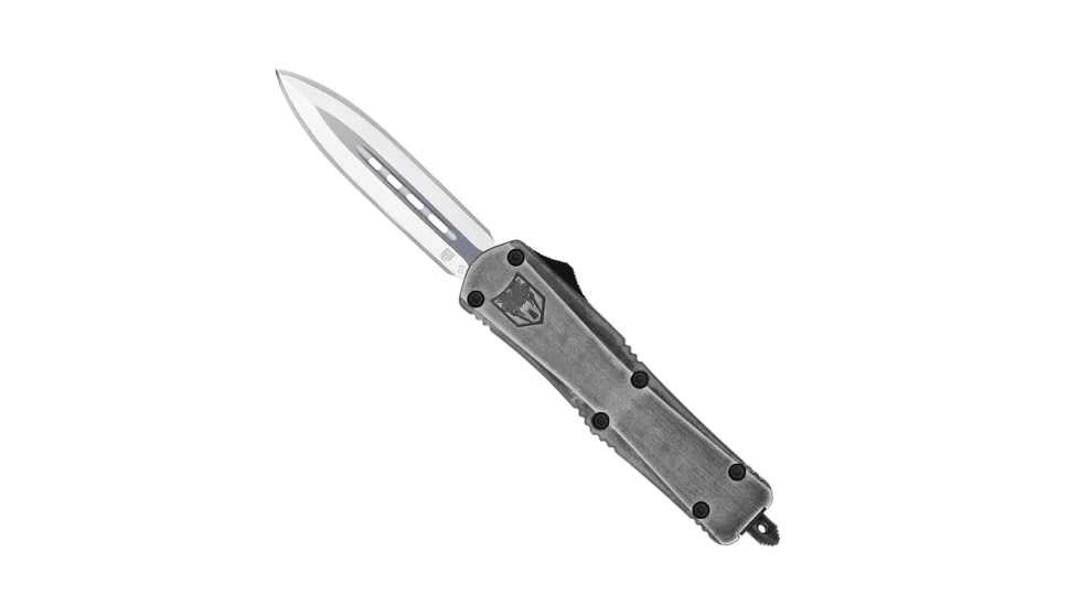 CobraTec Knives FS-3 Medium OTF Automatic Folding Knives, 3in, D2 Steel, Dagger Non-Serrated Blade, Stonewash Handle, MSWFS-3DAGNS