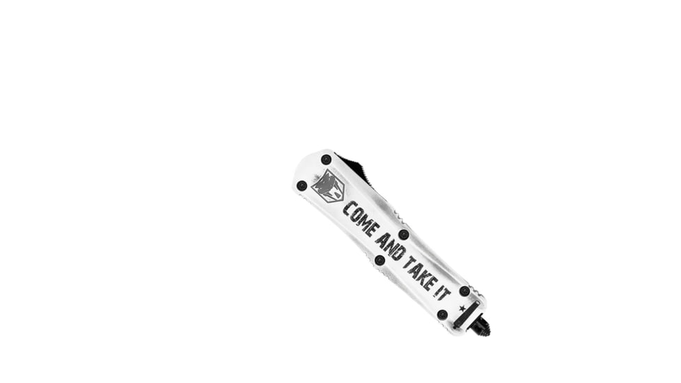 CobraTec Knives FS-3 Medium OTF Automatic Folding Knives, 3in, D2 Steel, Drop Non-Serrated Blade, Cerakote/Come And Take It Handle, MCATIFS-3DNS