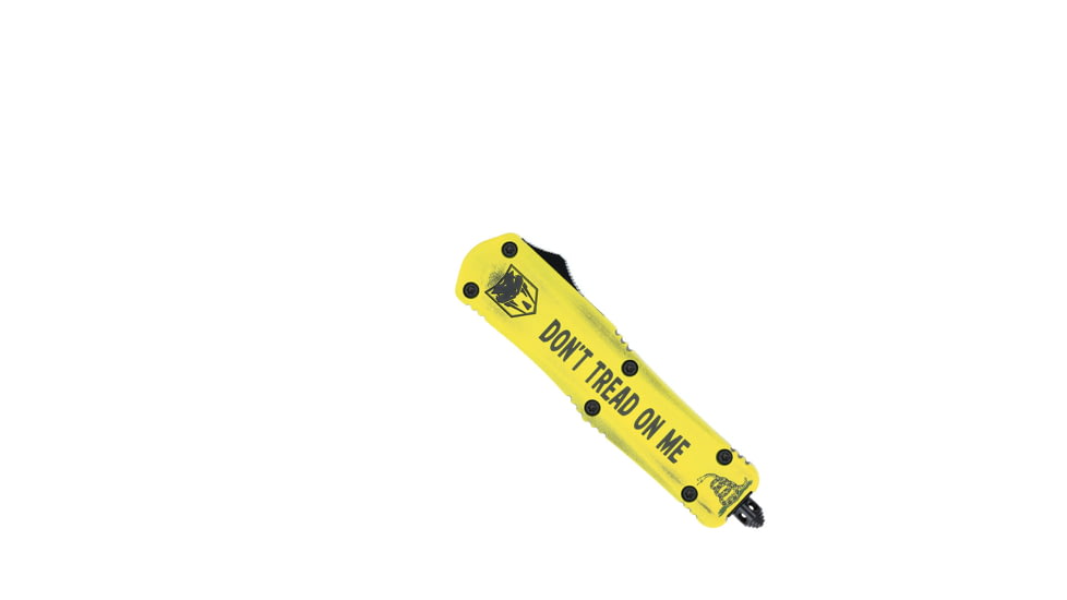 CobraTec Knives FS-3 Medium OTF Automatic Folding Knives, 3in, D2 Steel, Drop Non-Serrated Blade, Cerakote/Don'T Tread On Me Handle, MDTOMFS-3DNS