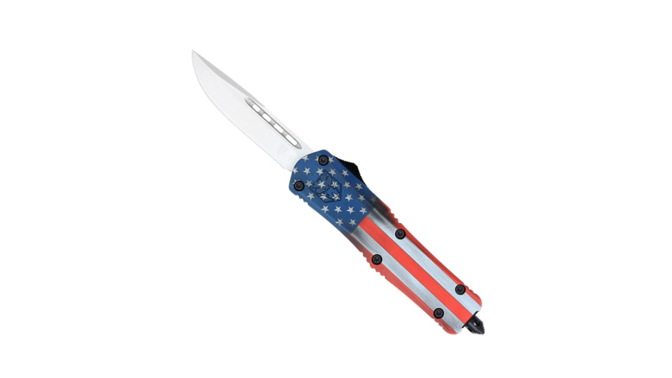 CobraTec Knives FS-3 Medium OTF Automatic Folding Knives, 3in, D2 Steel, Drop Non-Serrated Blade, Ems Handle, MEMSFS-3DNS
