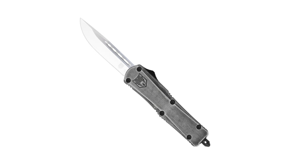 CobraTec Knives FS-3 Medium OTF Automatic Folding Knives, 3in, D2 Steel, Drop Non-Serrated Blade, Stonewash Handle, MSWFS-3DNS