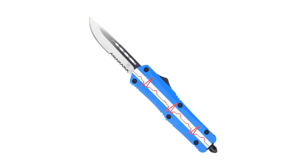 CobraTec Knives FS-3 Medium OTF Automatic Folding Knives, 3in, D2 Steel, Drop Serrated Blade, Ems Handle, MEMSFS-3DS