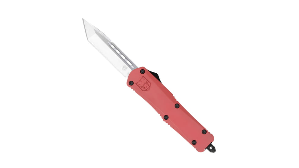 CobraTec Knives FS-3 Medium OTF Automatic Folding Knives, 3in, D2 Steel, Tanto Non-Serrated Blade, Red Handle, MRFS-3TNS