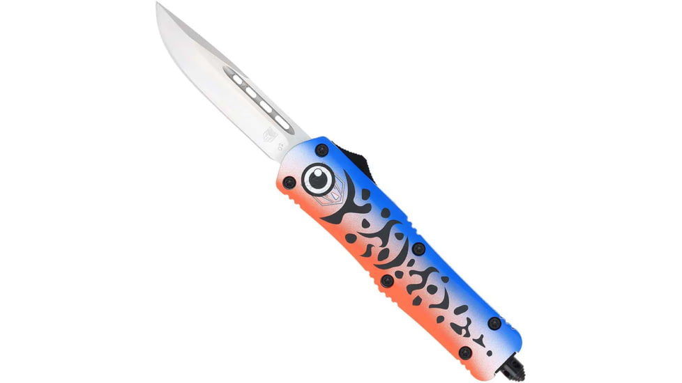 CobraTec Knives FS-3 Medium OTF Automatic Folding Knives, 3in, D2 Steel Blade, Dagger Plain Blade, Blue Lure Handle, MFLBLUFS3DAGNS