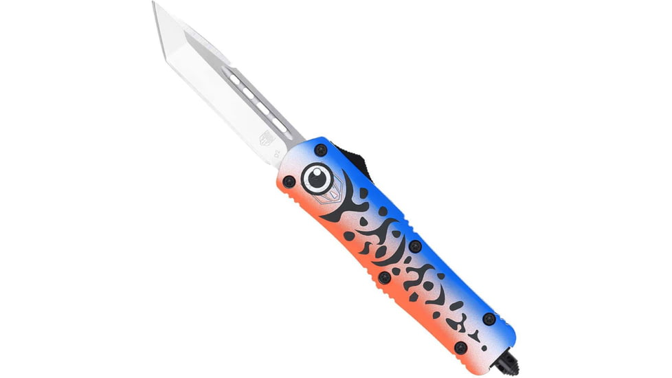 CobraTec Knives FS-3 Medium OTF Automatic Folding Knives, 3in, D2 Steel, Tanto Non-Serrated Blade, Cerakote/Lure Blue Handle, MFLBLUFS-3TNS