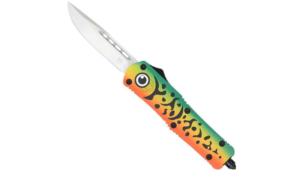 CobraTec Knives FS-3 Medium OTF Automatic Folding Knives, 3in, D2 Steel, Drop Non-Serrated Blade, Cerakote/Lure Green Handle, MFLGNFS-3DNS