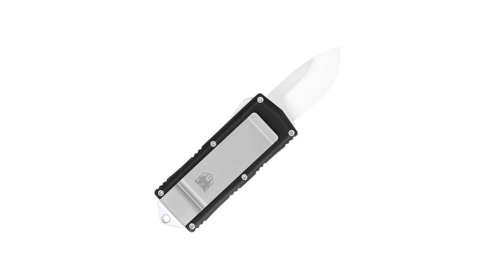 CobraTec Knives Money Clip OTF Automatic Folding Knives, 1.75in, D2 Steel, Drop Non-Serrated, Black, BLKOTFMCDNS