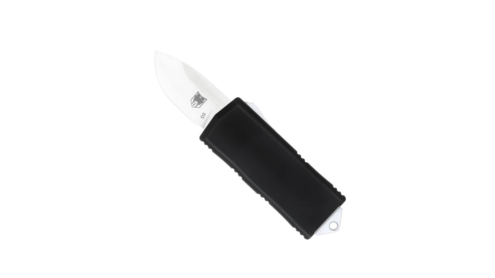 CobraTec Knives Money Clip OTF Automatic Folding Knives, 1.75in, D2 Steel, Drop Non-Serrated, Black, BLKOTFMCDNS