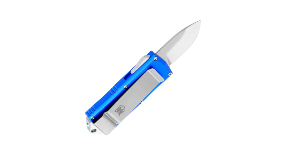 CobraTec Knives Money Clip OTF Automatic Folding Knives, 1.75in, D2 Steel, Drop Non-Serrated, Blue, BLUOTFMCDNS