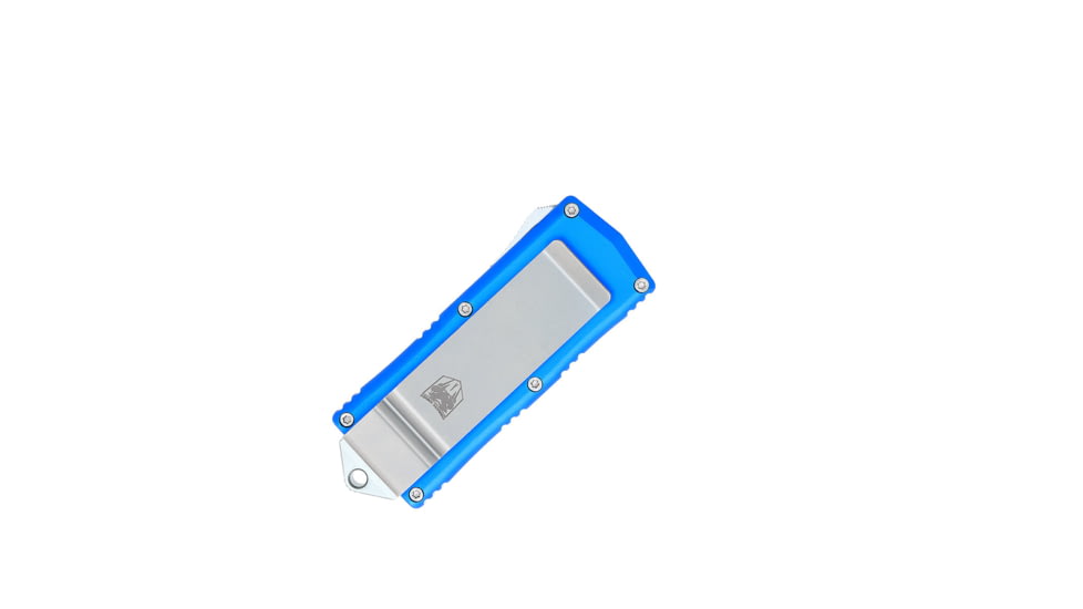 CobraTec Knives Money Clip OTF Automatic Folding Knives, 1.75in, D2 Steel, Drop Non-Serrated, Blue, BLUOTFMCDNS
