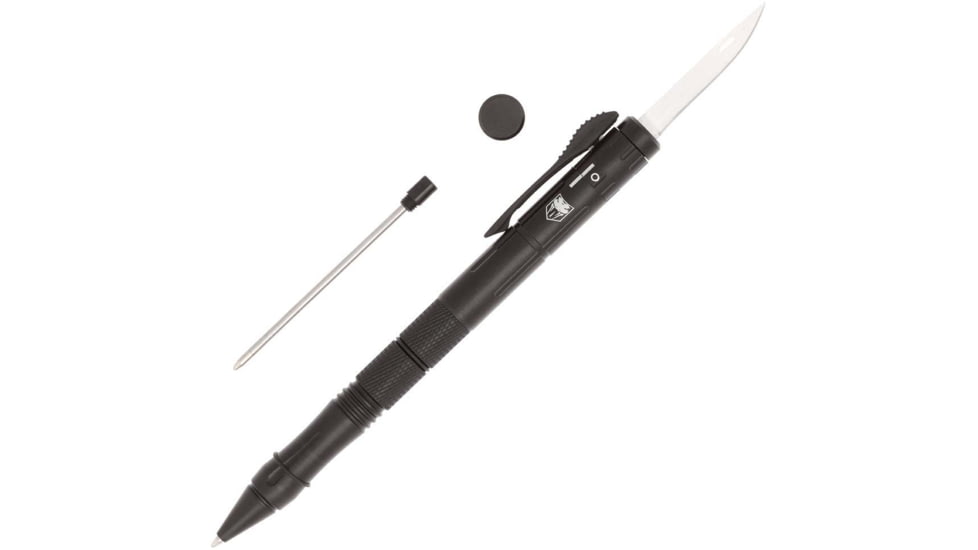 CobraTec Knives OTF Pen Knife, 1.75in, 6061 T6 Aviation Aluminum Blade w/Black Ink, Black Handle, BLKOTFPDNS