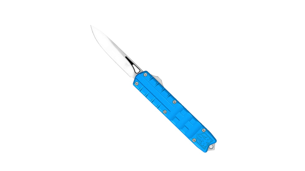 CobraTec Knives Small Enforcer OTF Knife, 2.25in, M390 Drop Non-Serrated, Blue, SCTEBLUM390DNS