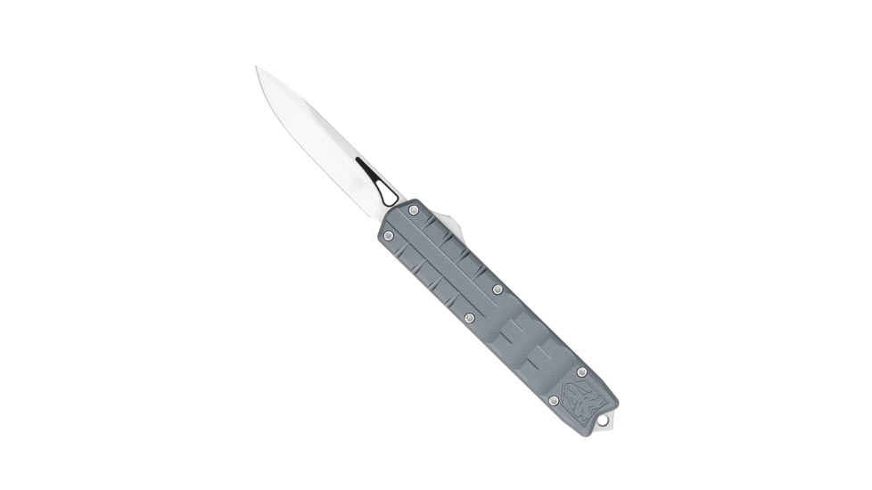 CobraTec Knives Small Enforcer OTF Knife, 2.25in, M390 Drop Non-Serrated, Grey, SCTEGRYM390DNS