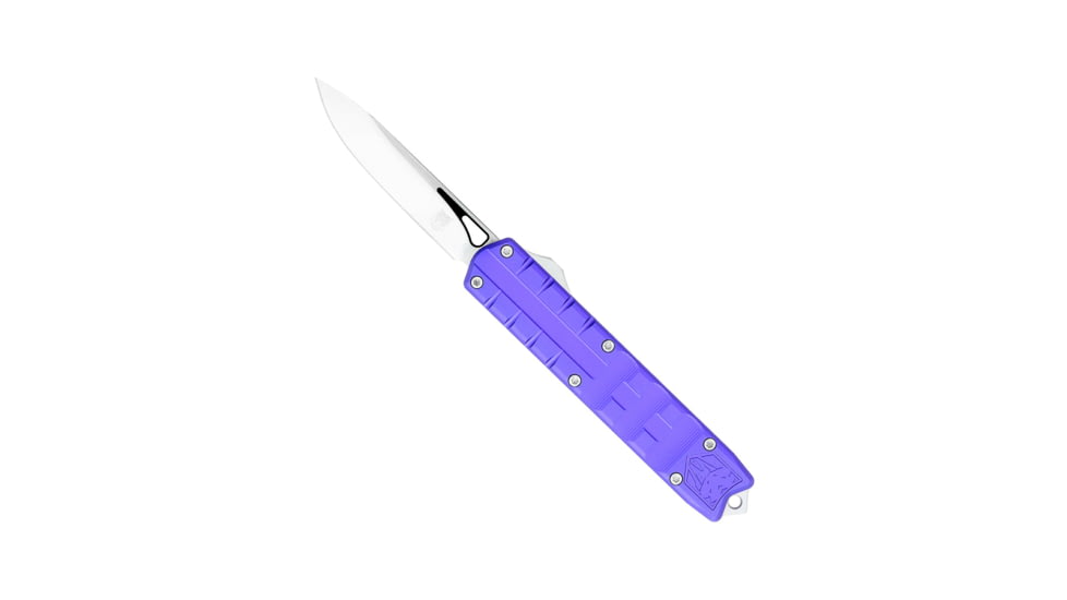 CobraTec Knives Small Enforcer OTF Knife, 2.25in, M390 Drop Non-Serrated, Purple, SCTEPURM390DNS