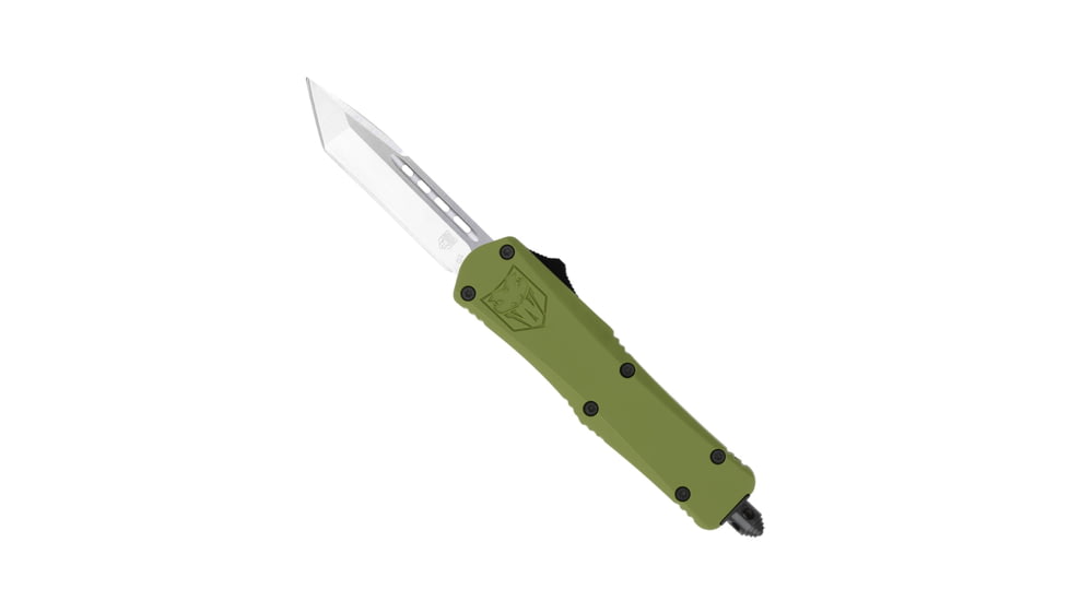 CobraTec Knives FS-3 Small OTF Automatic Folding Knife, 2.75in, D2 Steel, Tanto Non-Serrated Blade, Od Green Handle, SODFS-3TNS