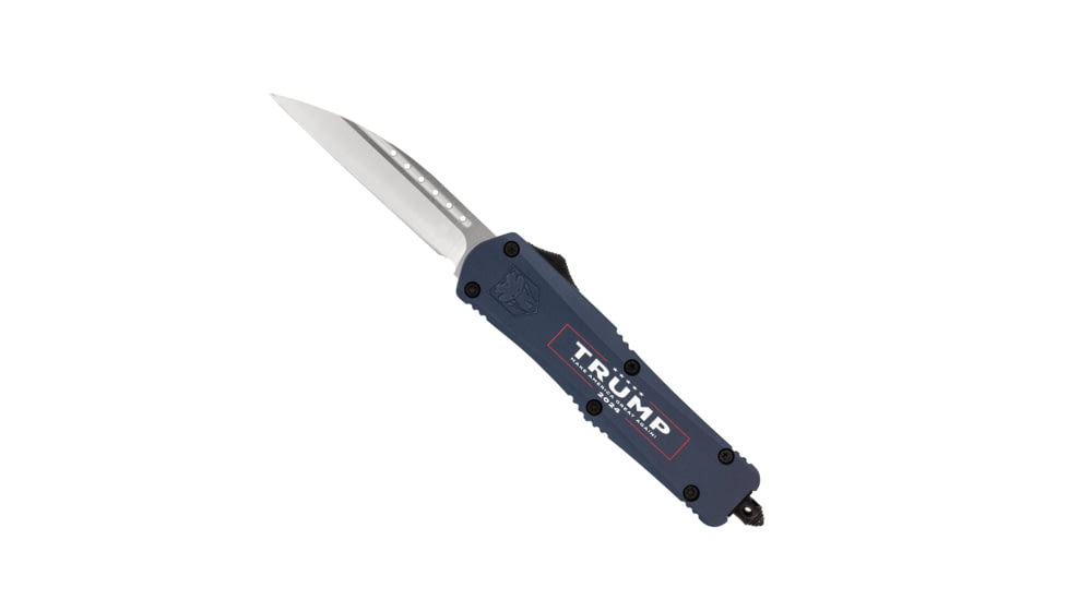 CobraTec Knives Trump 2024 Medium OTF 3 in Fixed Blade Knife, D2 Steel Blade, Cerakoted Handle, Wharncliffe, Not Serrated, Blue, MTRP24BLUWNS