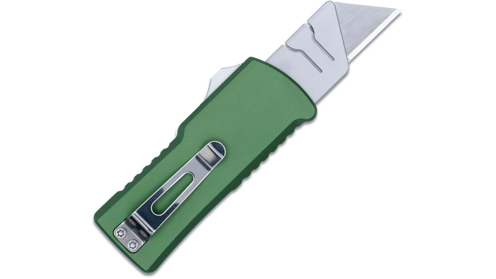 CobraTec Knives Utility OTF Plain Aluminum Blade, 3.38 OD Green Aluminum Handle, CTOTFUTODG