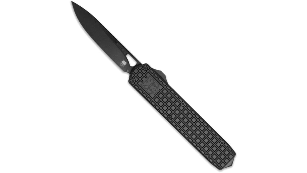 CobraTec Knives Black Mamba OTF Automatic Folding Knife, 2.75 in, D2 Steel, Spear Point Blade, 6061 T6 Aluminum, Black Handle, CTMBM