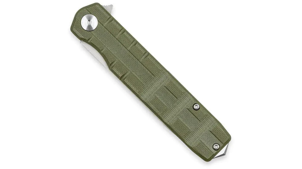 CobraTec Knives Medium Kuzio Assisted Opening Folding Knife, 3.25 in, D2 Steel, Drop Point, Serrated Blade, G-10, OD Green Handle, MCTKUZIOODGDS, 1410123