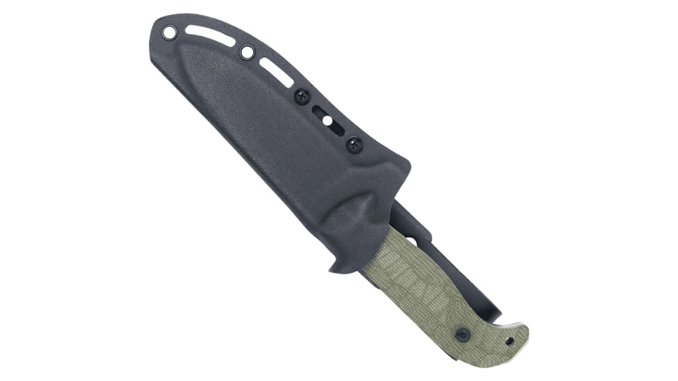 CobraTec Knives PSK Fixed Blade Knife, 4.5 in, 14C28N Satin Stonewashed Blade, Spear Point Blade, Micarta, OD Green Handle, CTPSKODGMCASSW