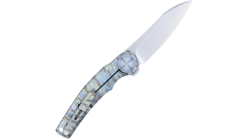 CobraTec Rogue Assisted Opening Folding Knife, 3.125 in, M390 Steel, Clip Point Blade, Titanium, Digital Camo Handle, CTROGM390CPNS