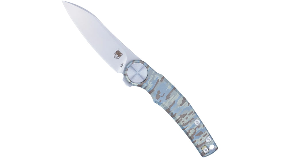 CobraTec Rogue Assisted Opening Folding Knife, 3.125 in, M390 Steel, Clip Point Blade, Titanium, Digital Camo Handle, CTROGM390CPNS
