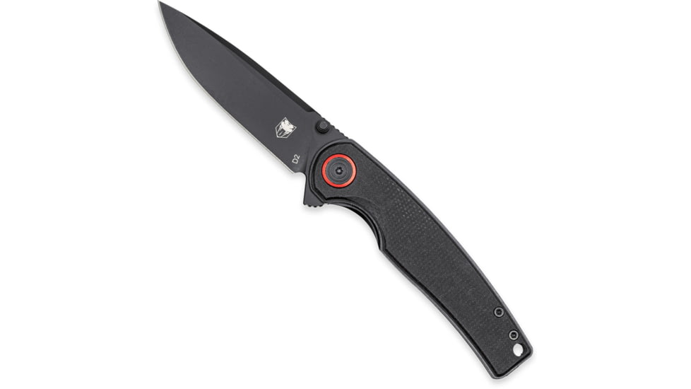 CobraTec Knives Samson Folding Knife, 3.25 in, D2 Steel, Clip Point, Micarta, Black Handle, CTSAMSONBLK, 1410160