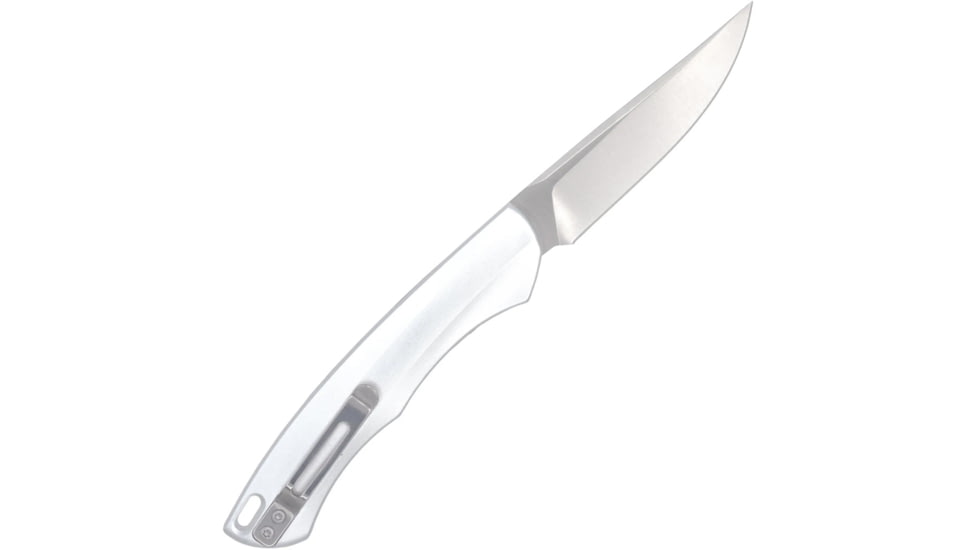 CobraTec Knives Savage Hidden Release Folding Knife, 3.25 in, M390, Drop Point, Aluminum, Silver, CTSAVDNSM390