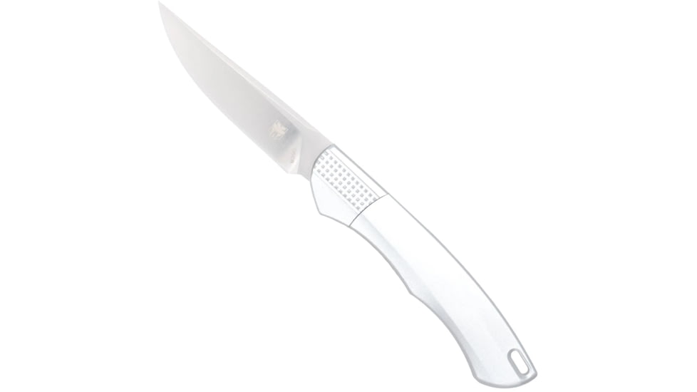 CobraTec Knives Savage Hidden Release Folding Knife, 3.25 in, M390, Drop Point, Aluminum, Silver, CTSAVDNSM390