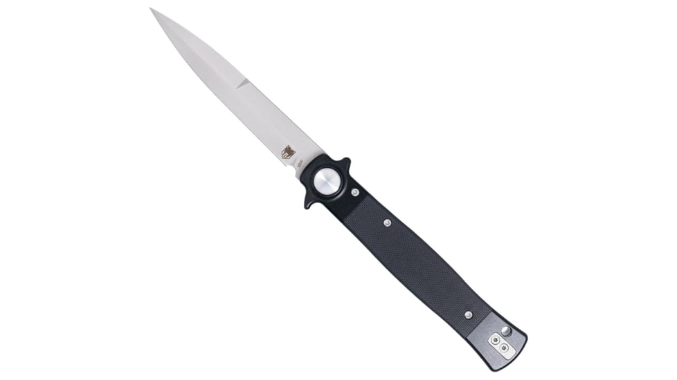 CobraTec Stiletto Button Lock Assisted Opening Folding Knife, Black/Satin, G10 Handle, 1410170