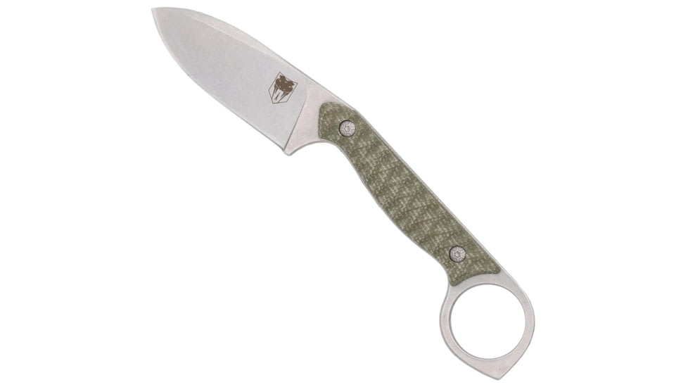 CobraTec Knives Wolfteeth Fixed Blade Knife, 2.75 in, 14C28N, Drop Point, G-10, OD Green Handle, CTWLTODG, 1410089