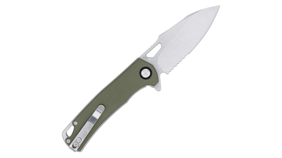 CobraTec Knives Wolverine Liner Lock Serrated Folding Knife, 3.125 in, D2 Steel, Drop Point Blade, G-10, OD Green Handle, CTWOLVERINEODGDS